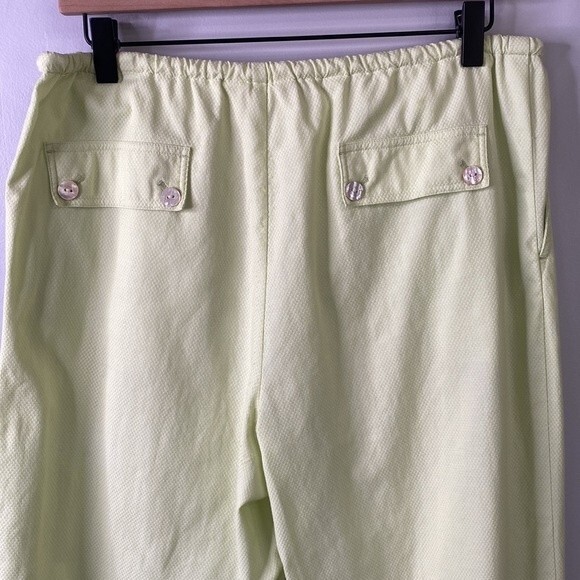 Tommy Bahama Lime Green Cargo Cropped Pants Textured Cotton Draw Cord Pull On - Picture 5 of 13
